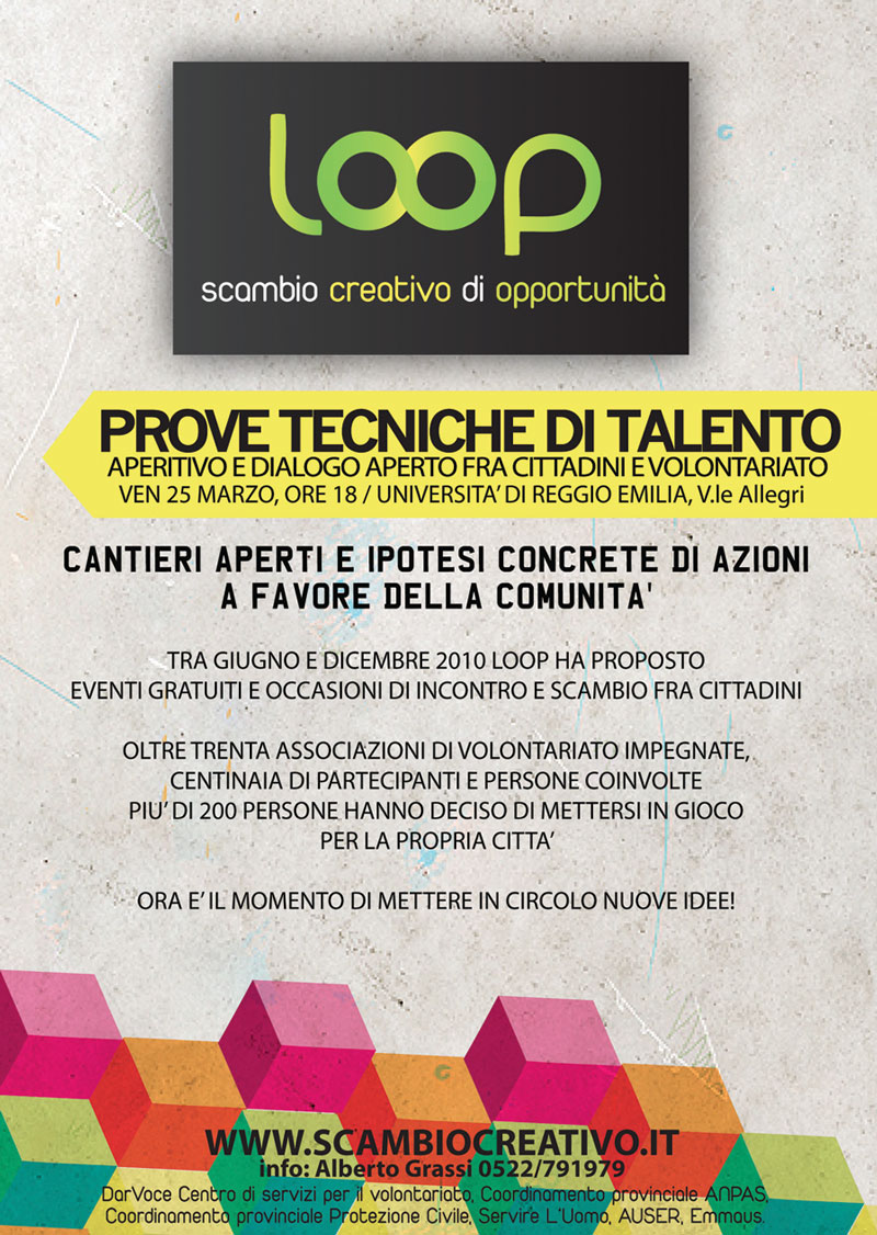 Loop - 25 marzo dalle 18:00 alle 21:00 aperitivo all'universitą