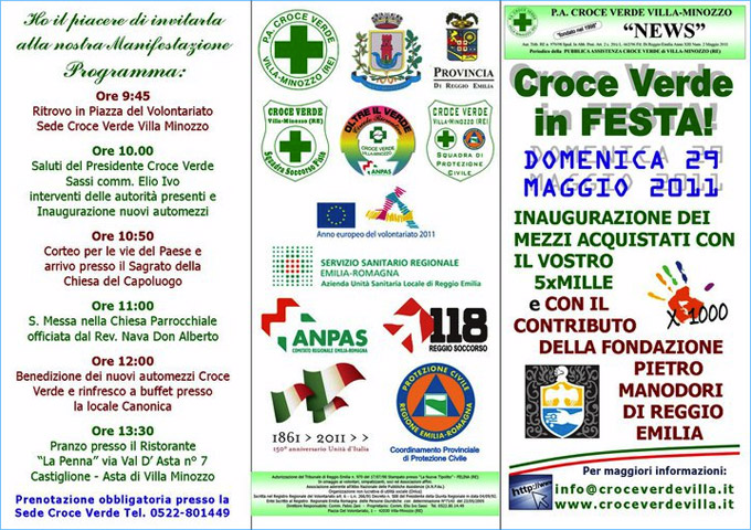 Domenica 29 maggio - Croce Verde Villaminozzo in festa